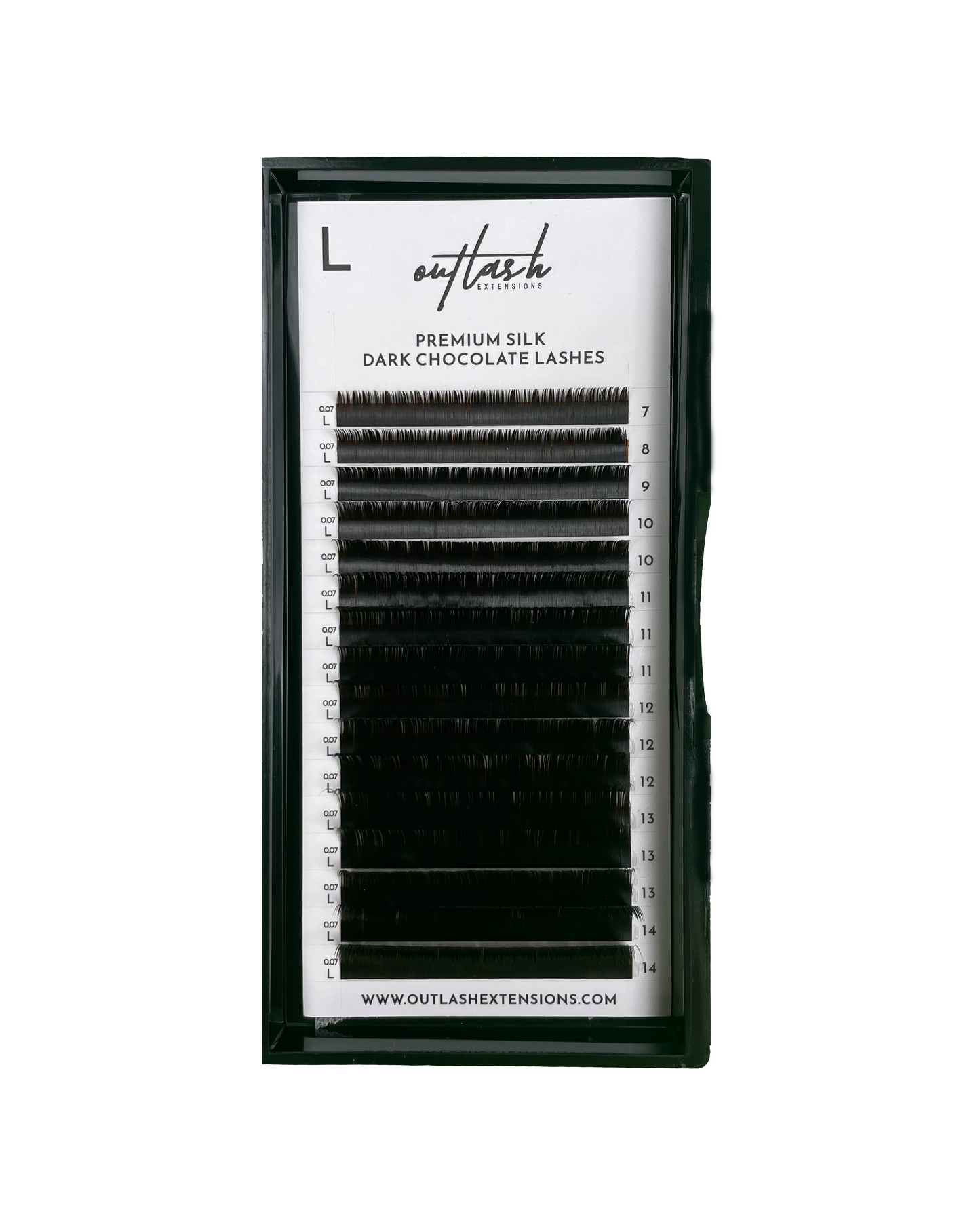 Premium Silk Dark Chocolate Lash Extensions - L Curl
