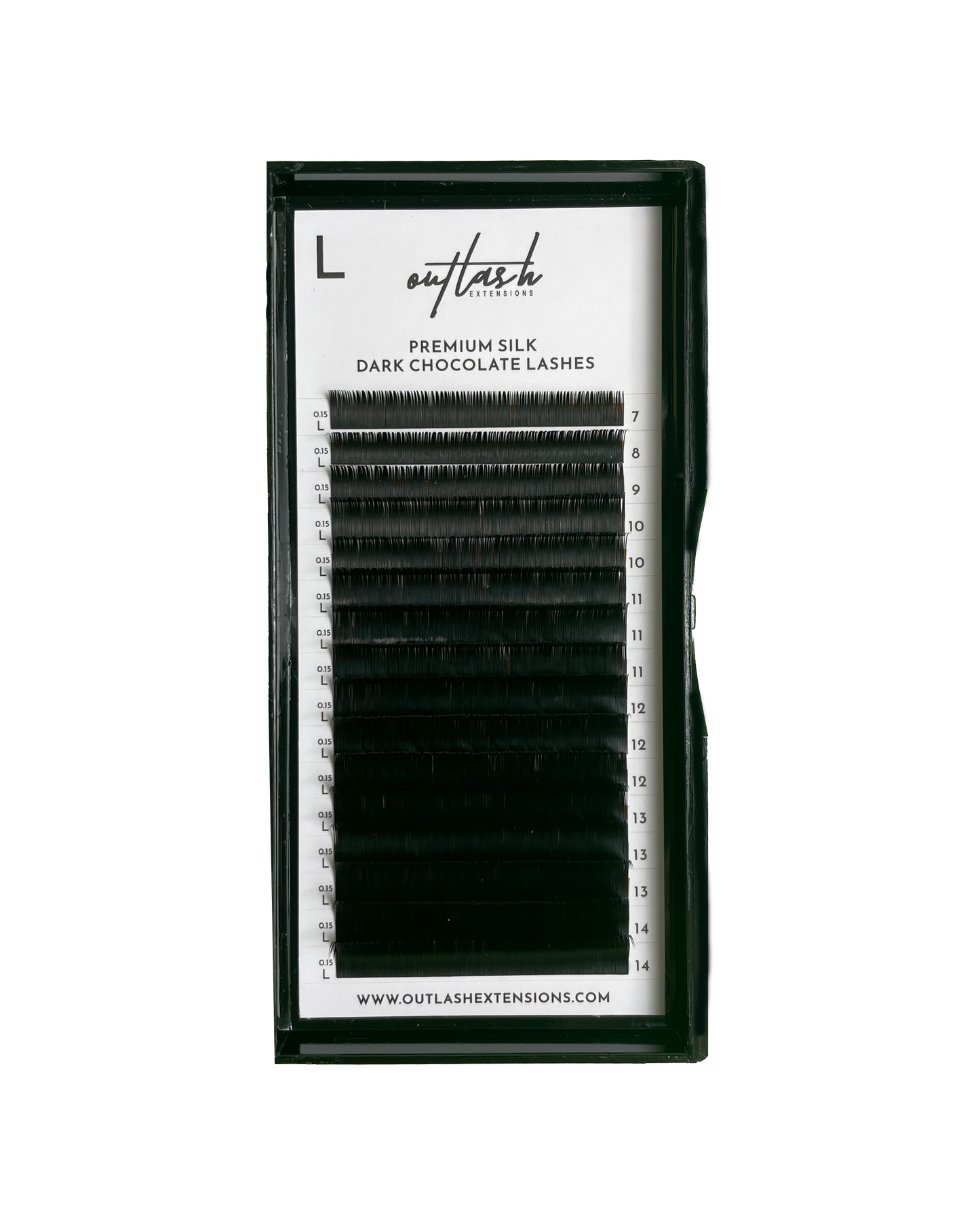 Premium Silk Dark Chocolate Lash Extensions - L Curl