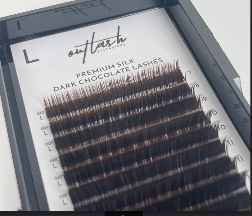 Premium Silk Dark Chocolate Lash Extensions - L Curl